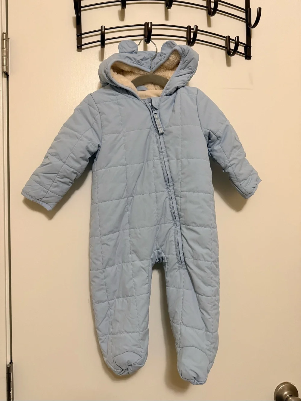 NEW - Cat & Jack Blue Hooded Zip Fleece Lined One-Piece Snowsuit 6-9 Months